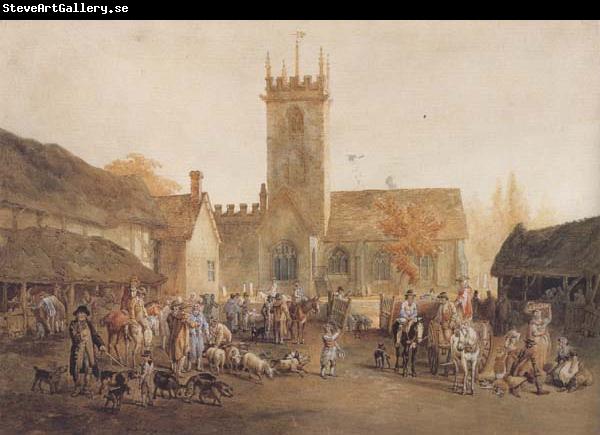 William Henry Pyne The Pig Market,Bedford with a View of St Mary's Church (mk47)